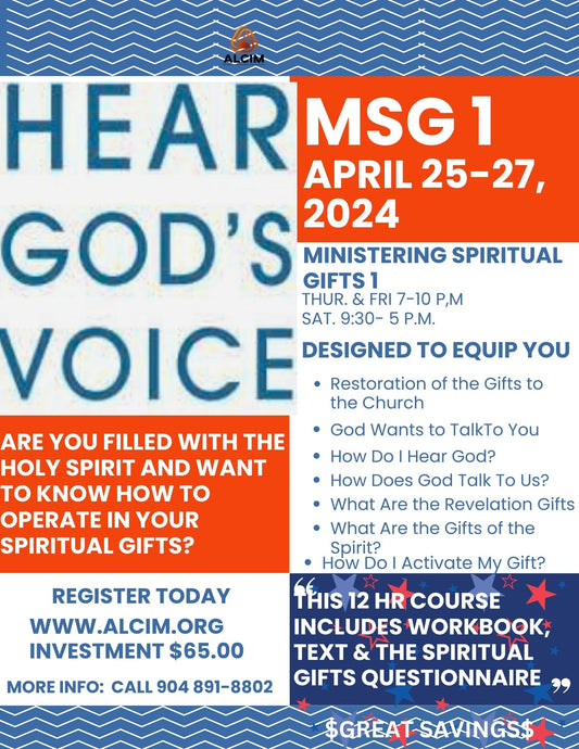 MSG1 - Hear God's Voice with Text book, Workbook & Spiritual Gifts Questionnaire-Basic Training